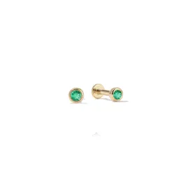 14k Emerald Bezel Flatback Studs