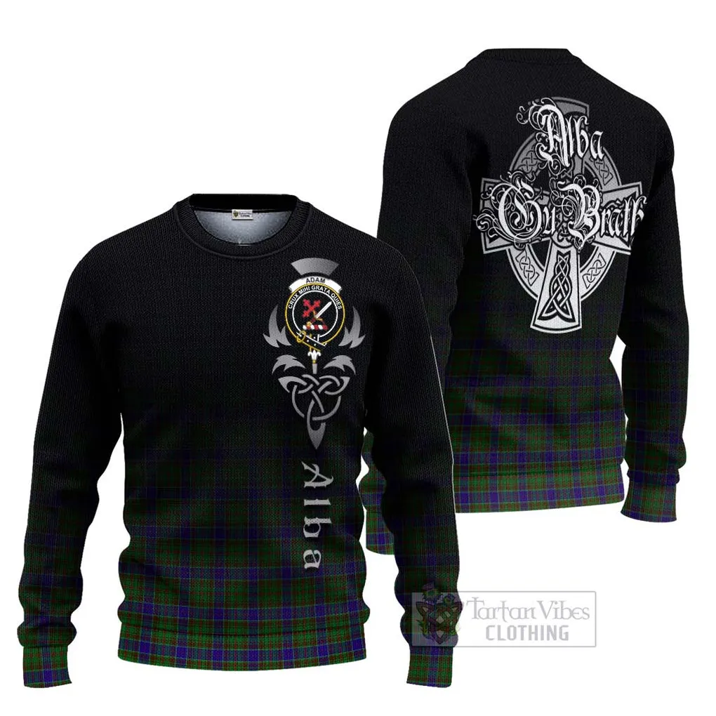 Adam Tartan Ugly Sweater Featuring Alba Gu Brath Family Crest Celtic Inspired