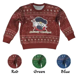 Agnew Clan Christmas Kid Ugly Sweater with Gnome Playing Bagpipes