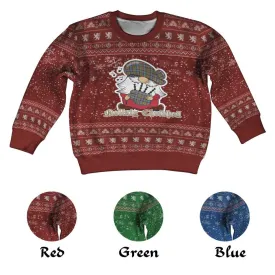 Aikenhead Clan Christmas Kid Ugly Sweater with Gnome Playing Bagpipes