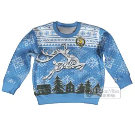 Allison Clan Christmas Kid Ugly Sweater with Tartan and Celtic Reindeer Style