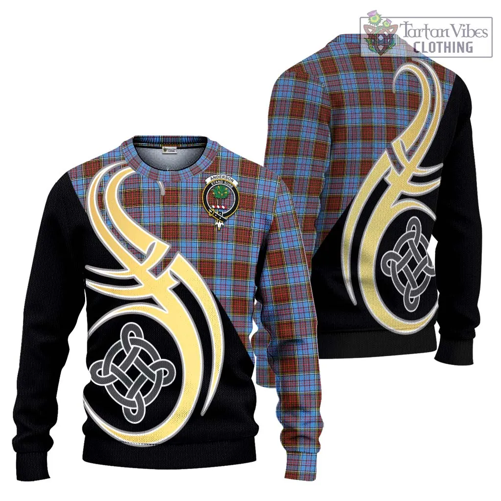 Anderson Modern Tartan Ugly Sweater with Family Crest and Celtic Symbol Style