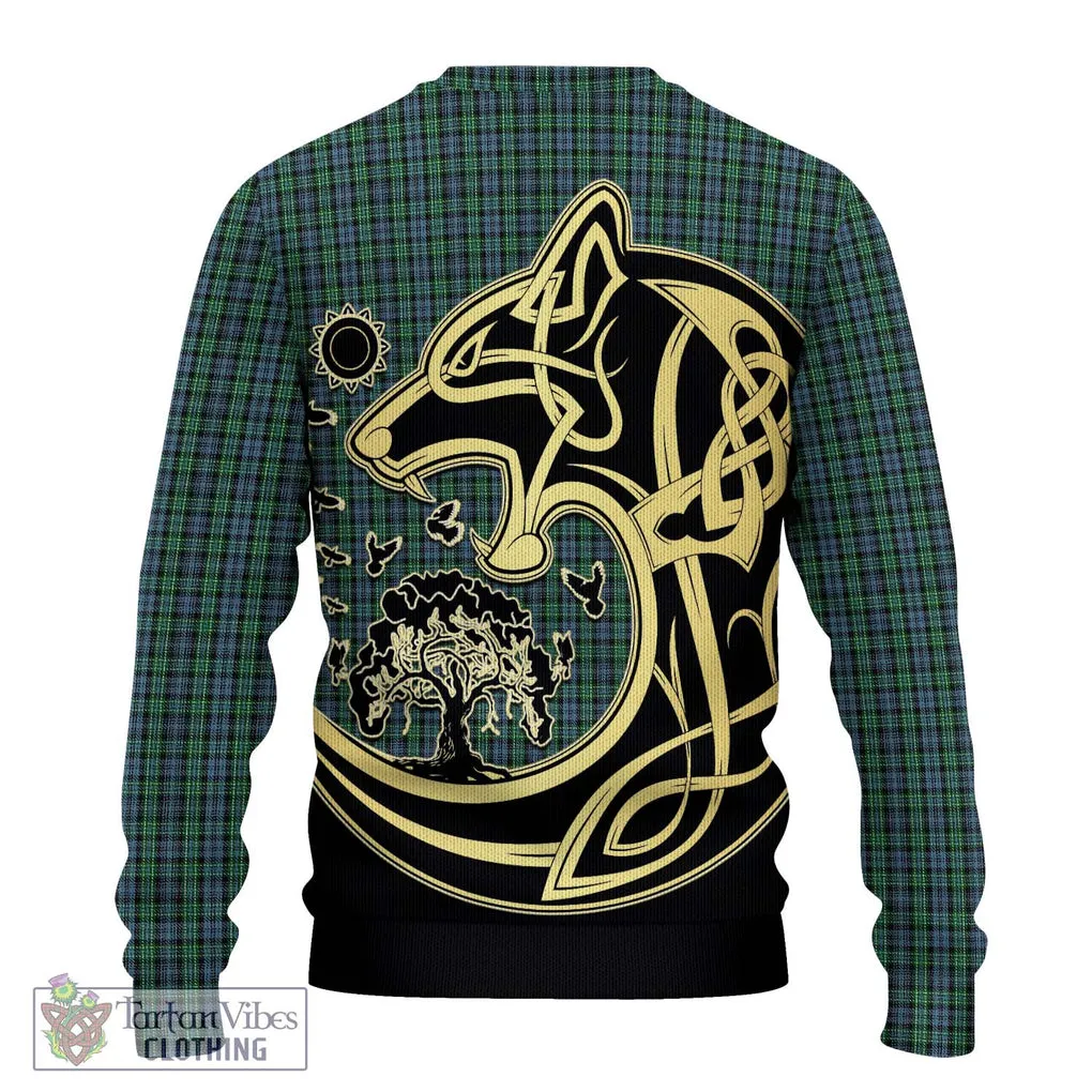 Arbuthnot Tartan Ugly Sweater with Family Crest Celtic Wolf Style