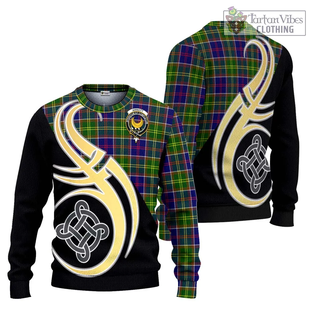 Arnott Tartan Ugly Sweater with Family Crest and Celtic Symbol Style