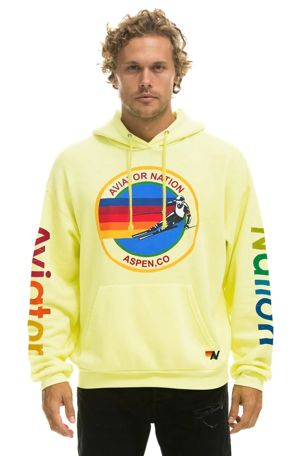 AVIATOR NATION ASPEN RELAXED PULLOVER HOODIE - NEON YELLOW