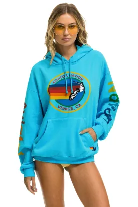 AVIATOR NATION UNISEX RELAXED PULLOVER HOODIE IN NEON BLUE