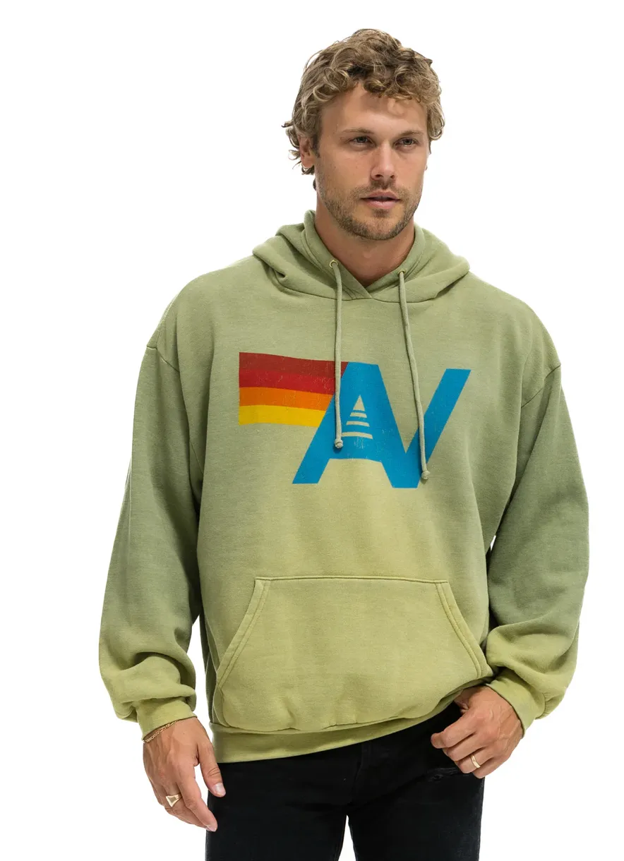 AVIATOR NATION UNISEX VINTAGE LOGO RELAXED PULLOVER HOODIE - FADED ARMY