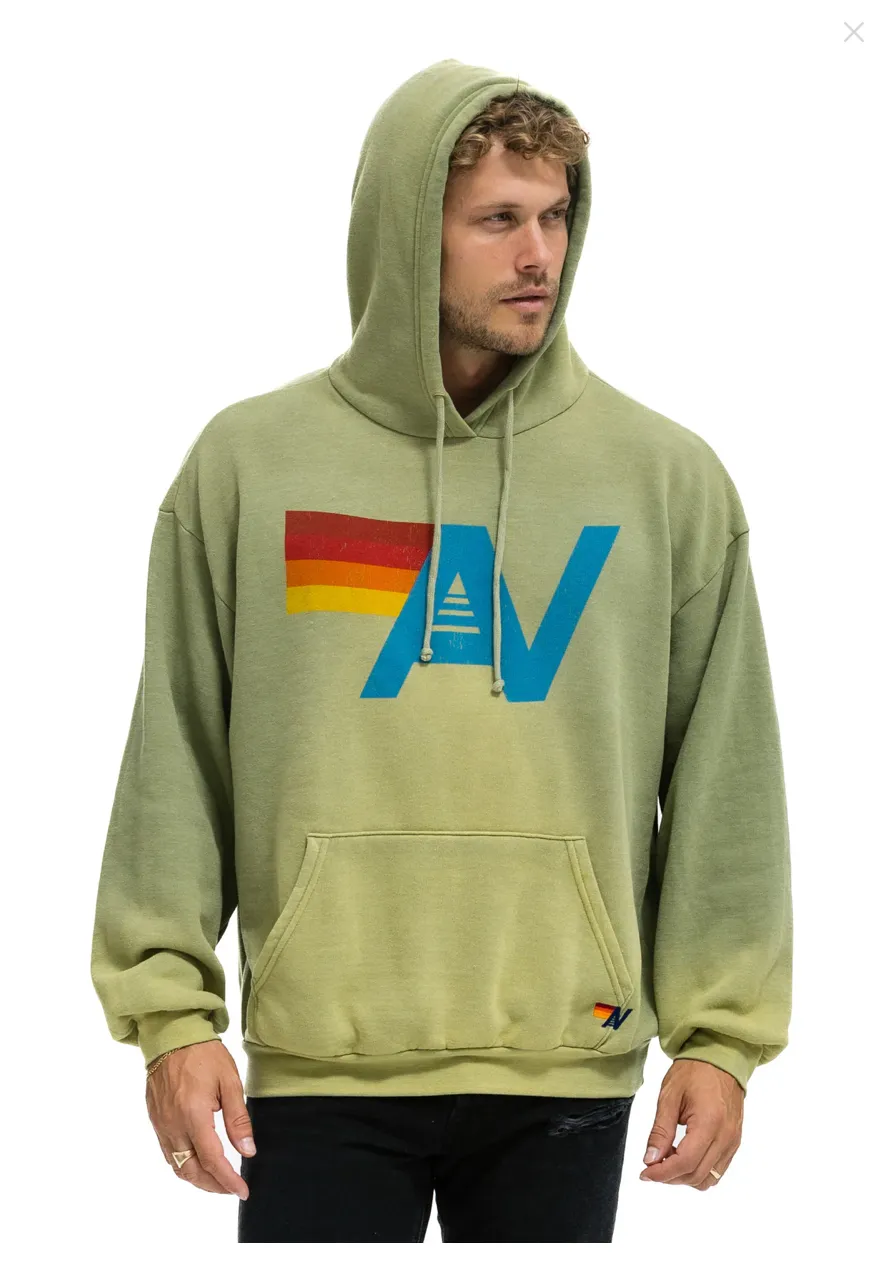 AVIATOR NATION UNISEX VINTAGE LOGO RELAXED PULLOVER HOODIE - FADED ARMY