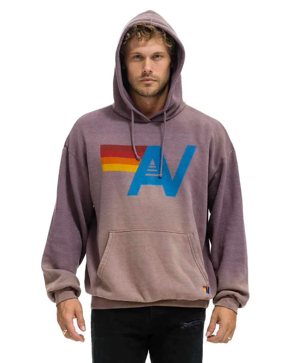 AVIATOR NATION UNISEX VINTAGE LOGO RELAXED PULLOVER HOODIE - FADED MOCHA