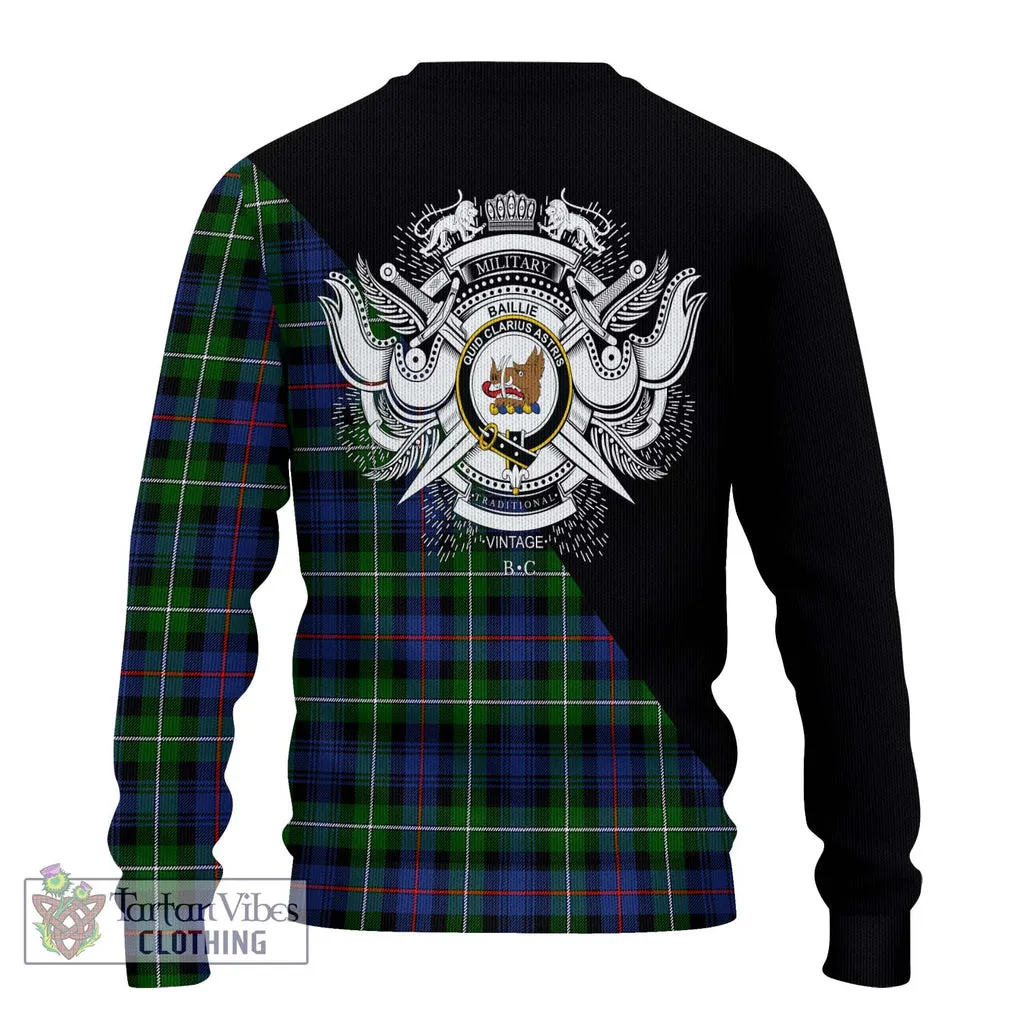 Baillie Tartan Ugly Sweater with Family Crest and Military Logo Style