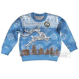 Balfour Clan Christmas Kid Ugly Sweater with Tartan and Celtic Reindeer Style