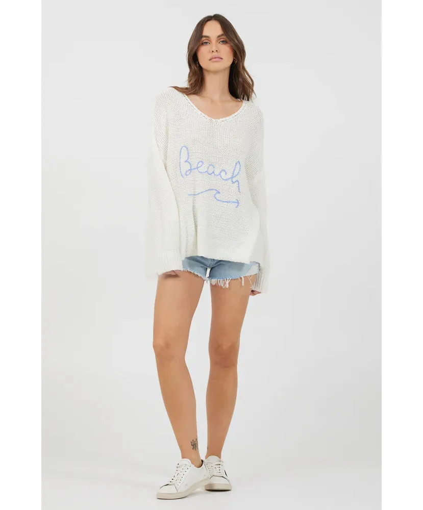 Beach Gal V-Neck Sweater