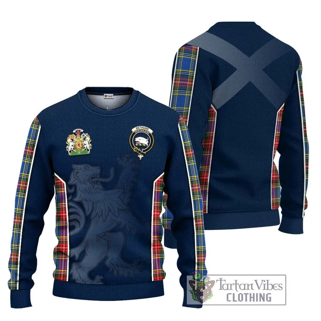 Bethune Tartan Ugly Sweater with Family Crest and Lion Rampant Vibes Sport Style