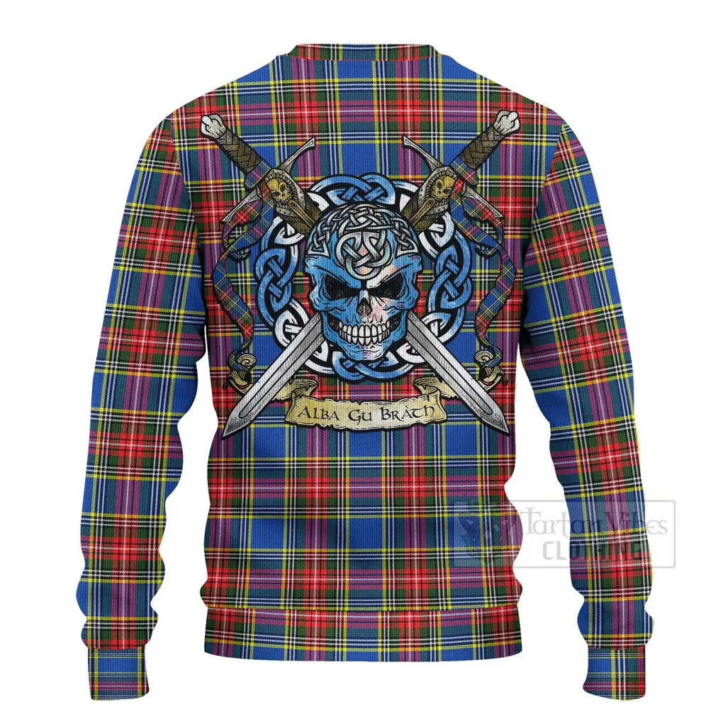 Bethune Tartan Ugly Sweater with Family Crest Celtic Skull Style