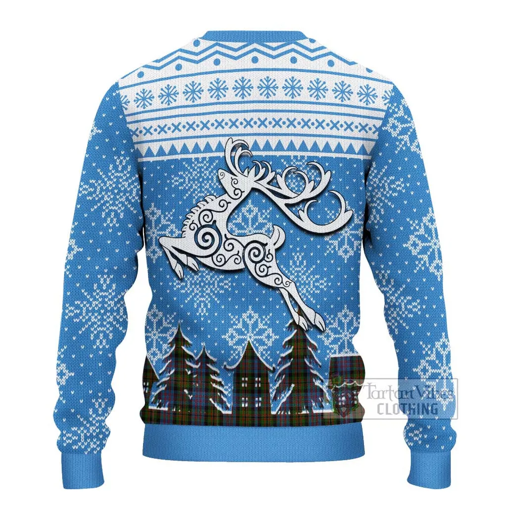 Bowie Clan Christmas Ugly Sweater with Tartan and Celtic Reindeer Style