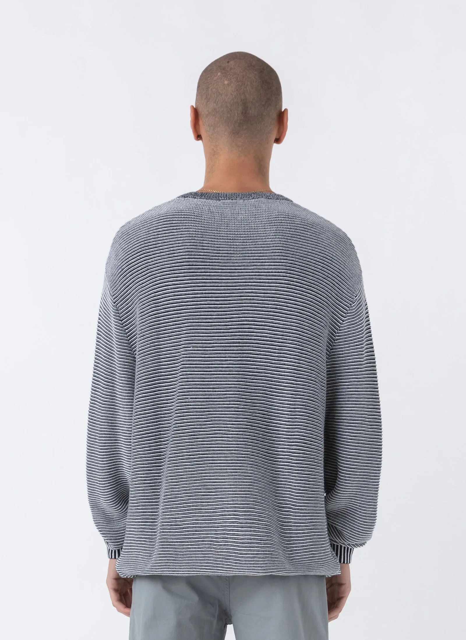 Breton Crew Knit Black Slub