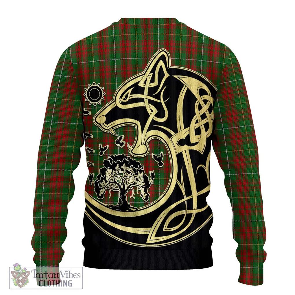 Bruce Hunting Tartan Ugly Sweater with Family Crest Celtic Wolf Style