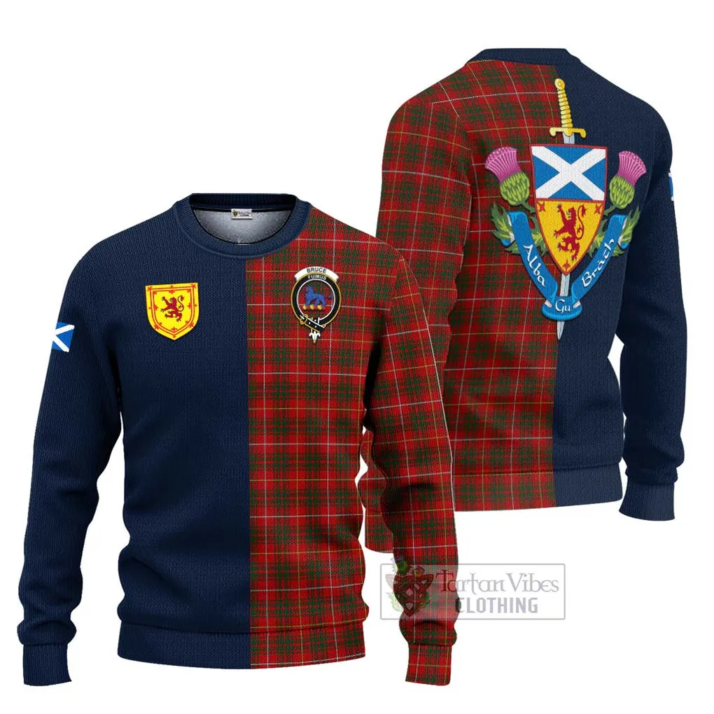 Bruce Tartan Ugly Sweater with Scottish Lion Royal Arm Half Style