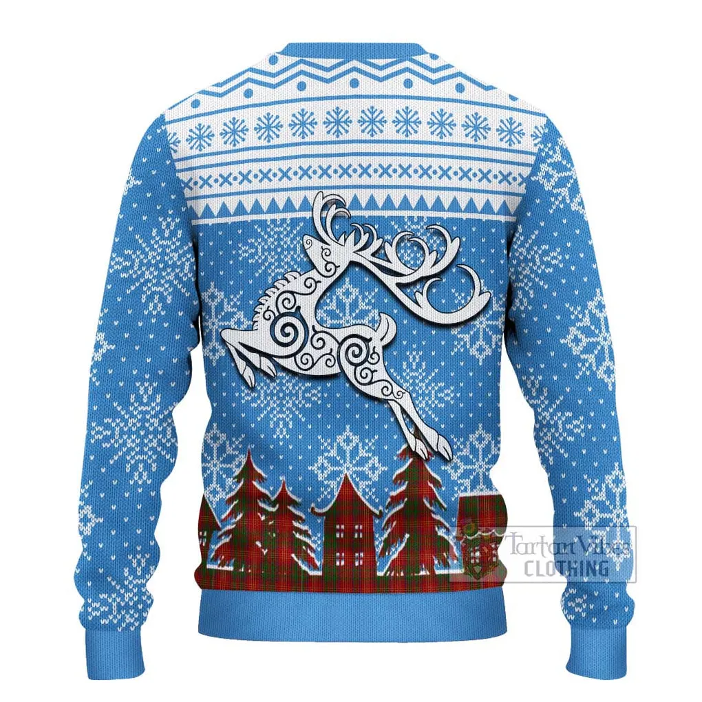 Burns Clan Christmas Ugly Sweater with Tartan and Celtic Reindeer Style