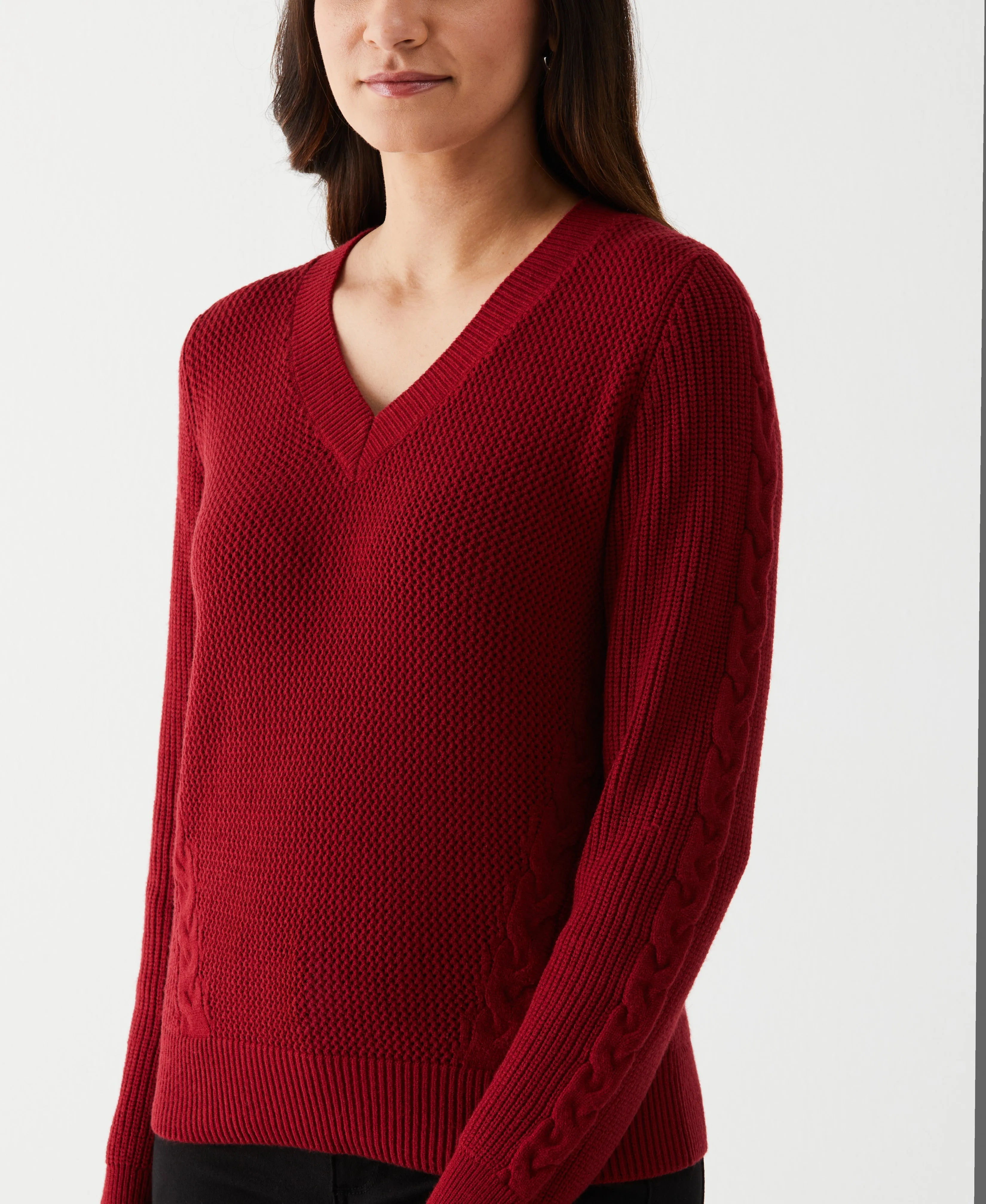 Cable Knit V-Neck Sweater