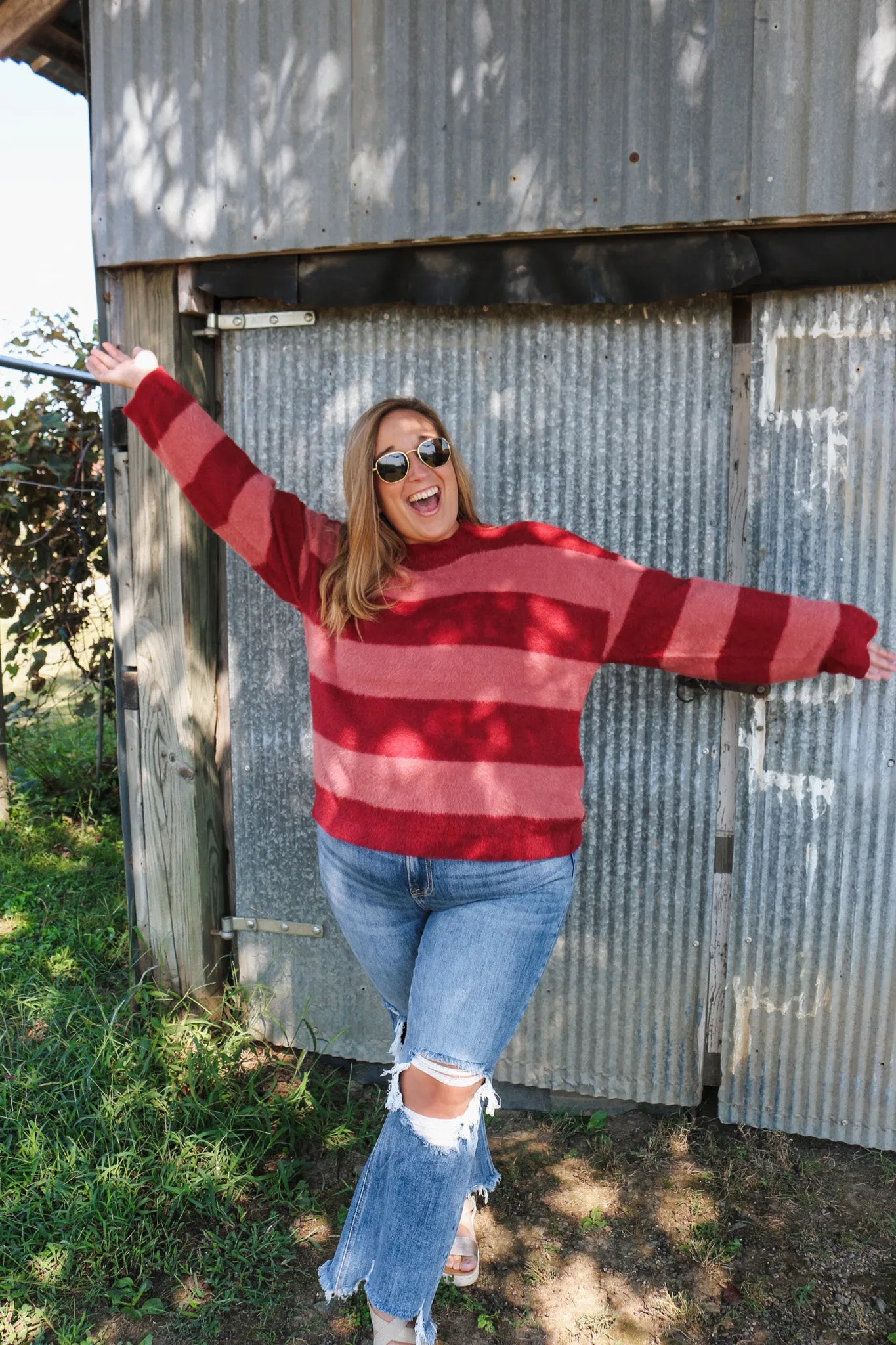 Caroline Candy Cane Red Sweater