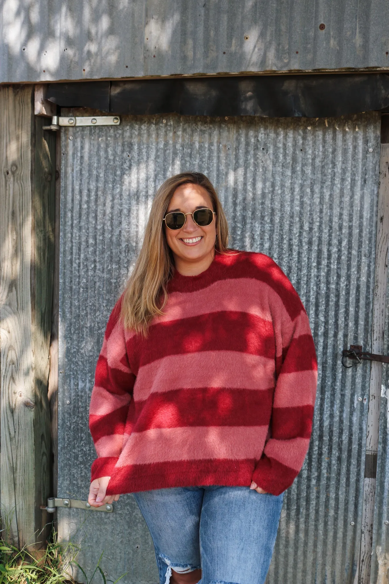 Caroline Candy Cane Red Sweater