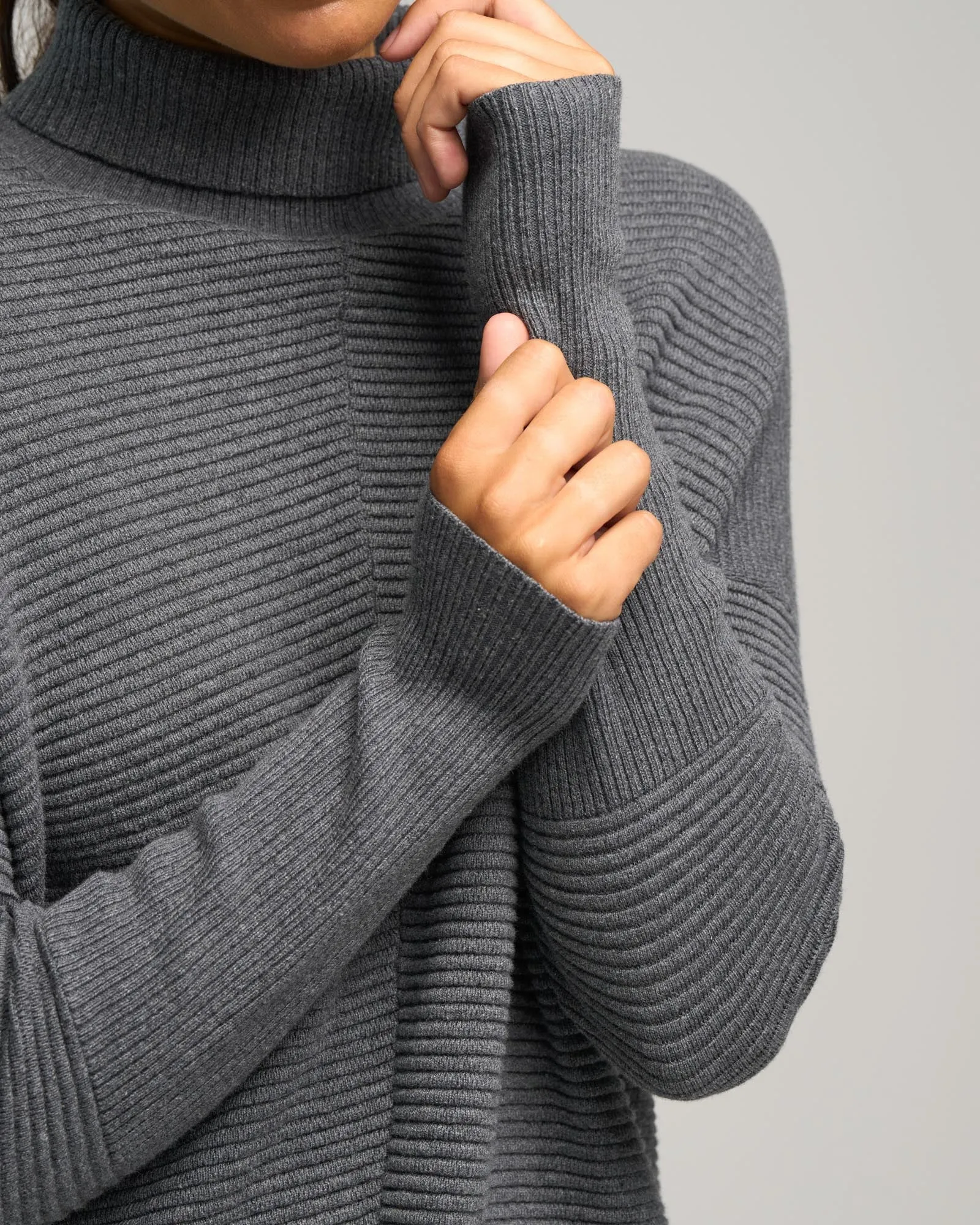 CASHMERE COTTON ROLL NECK