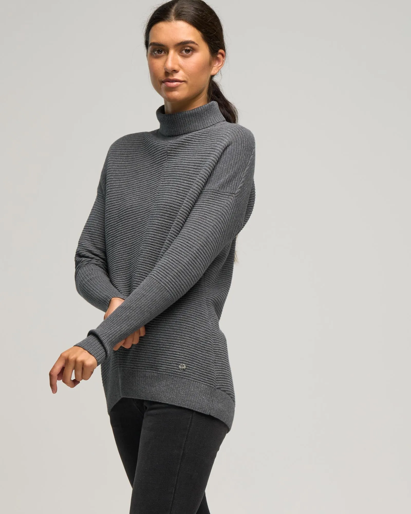 CASHMERE COTTON ROLL NECK