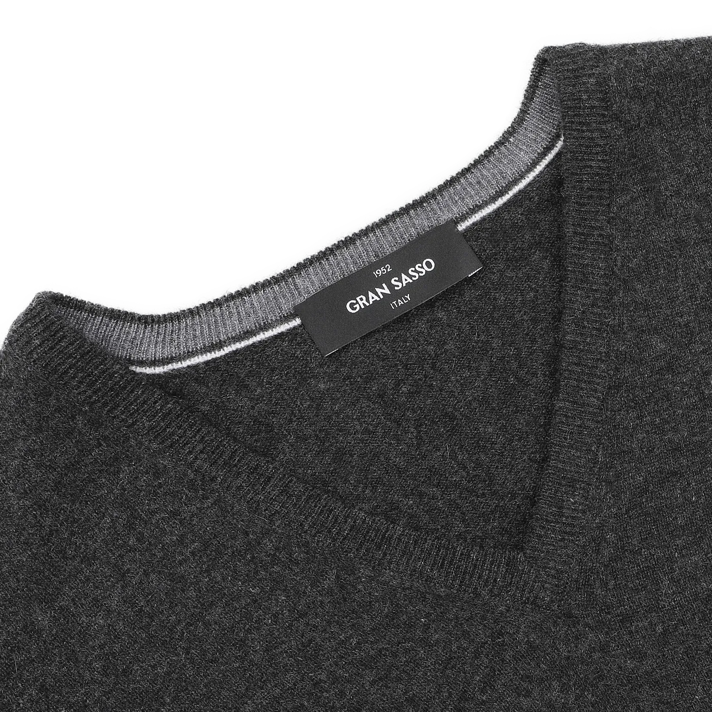 Charcoal Grey Cashmere V-Neck Sweater