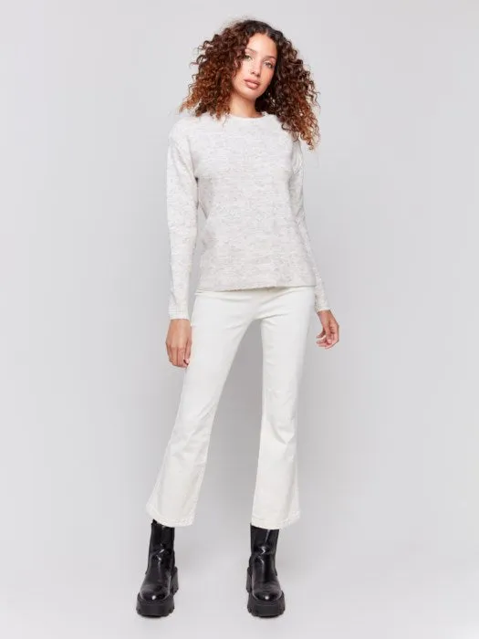 Charlie B C2765 Space Dye Knit Sweater with Drop Shoulders