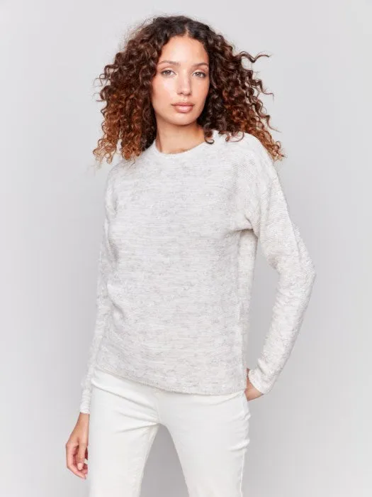 Charlie B C2765 Space Dye Knit Sweater with Drop Shoulders