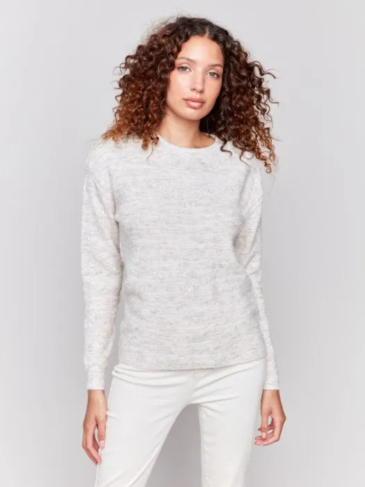 Charlie B C2765 Space Dye Knit Sweater with Drop Shoulders