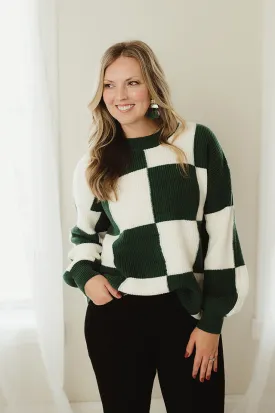 Checkered Ribbed Sweater