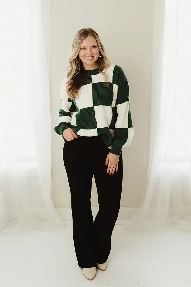 Checkered Ribbed Sweater