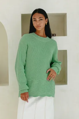 Claudia Green Scallop Hem Knit Sweater