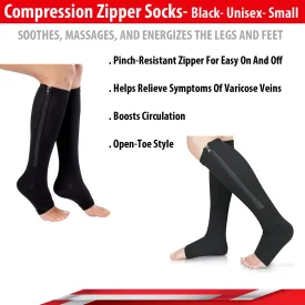 Compression Zipper Socks, Black- Small