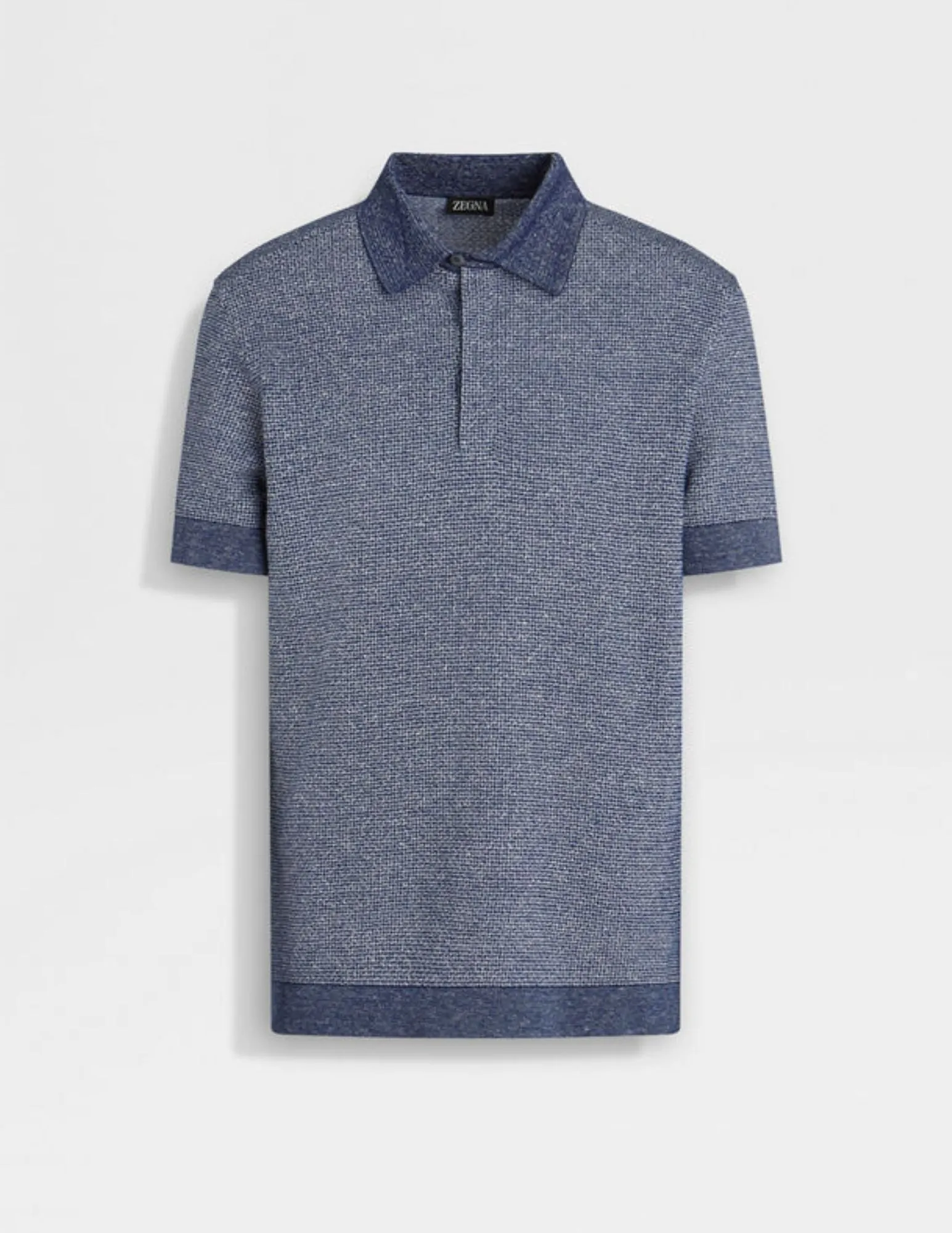 Cotton Linen and Silk Polo | Utility Blue