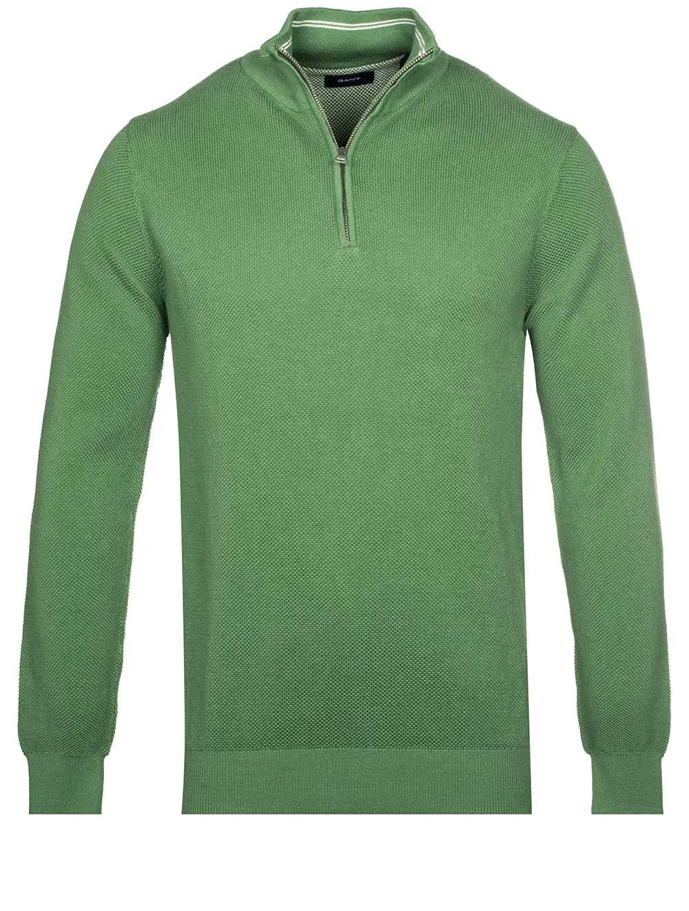 Cotton Piqué Half Zip Sweater Leaf Green