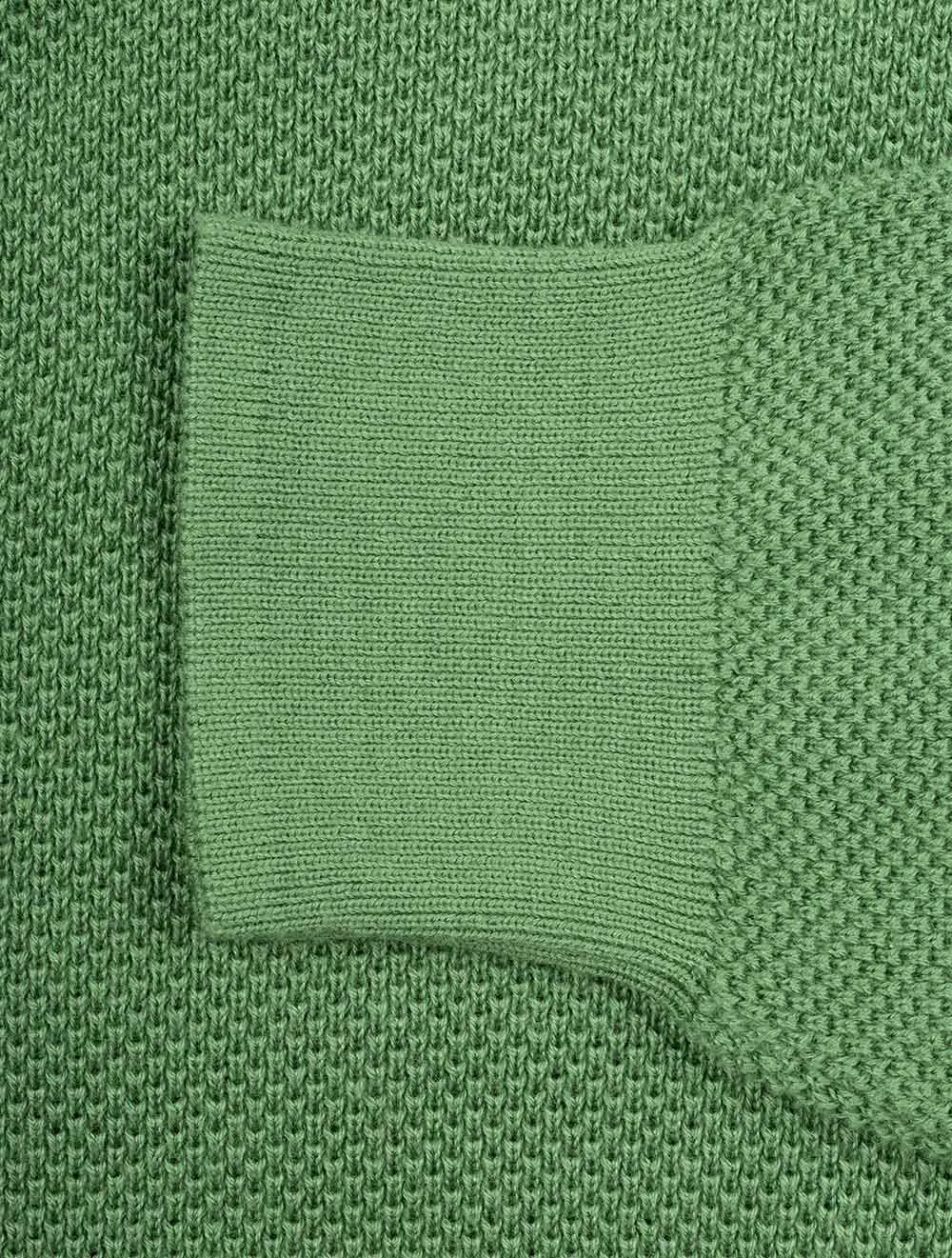 Cotton Piqué Half Zip Sweater Leaf Green