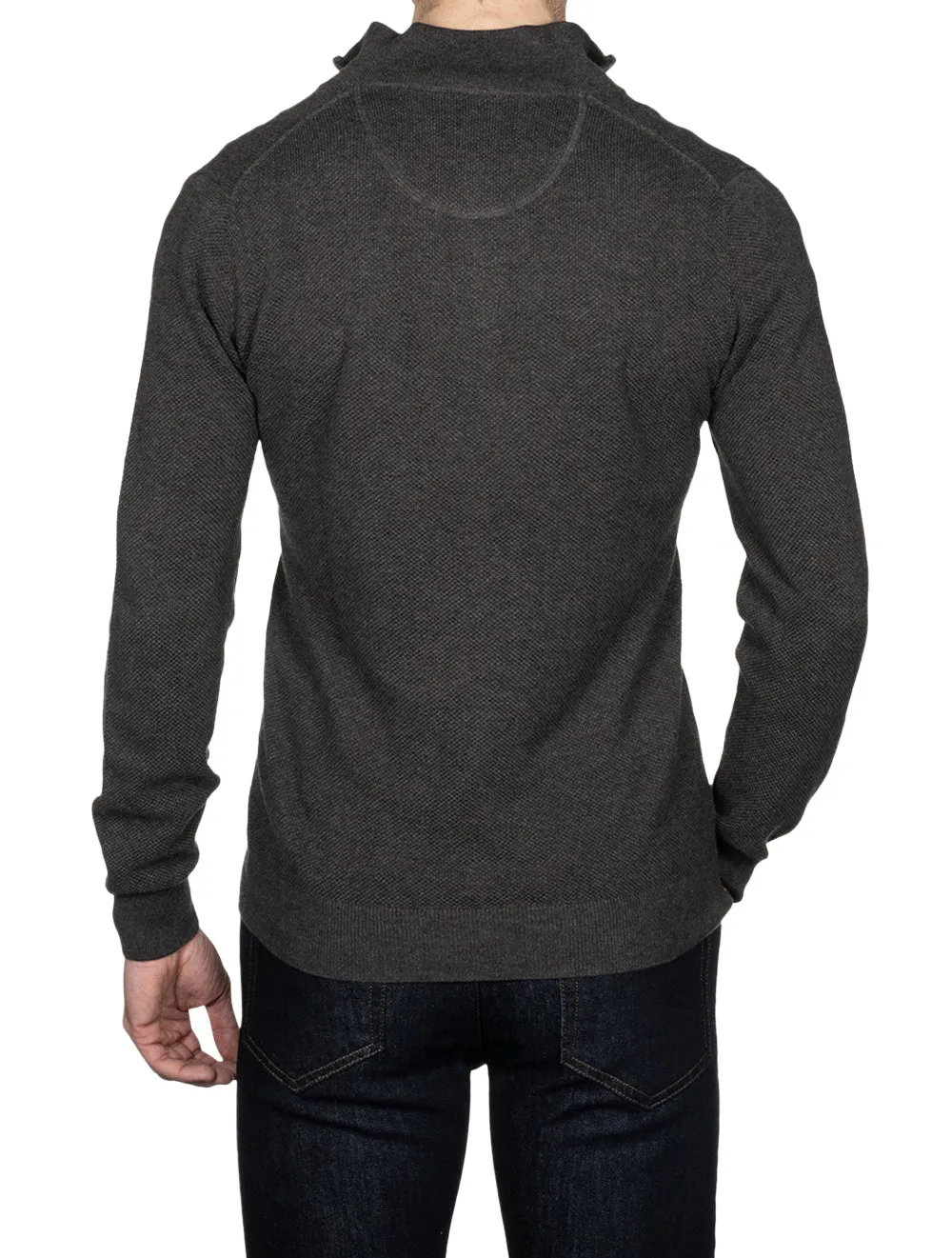 Cotton Pique Half-Zip Antracite Melange