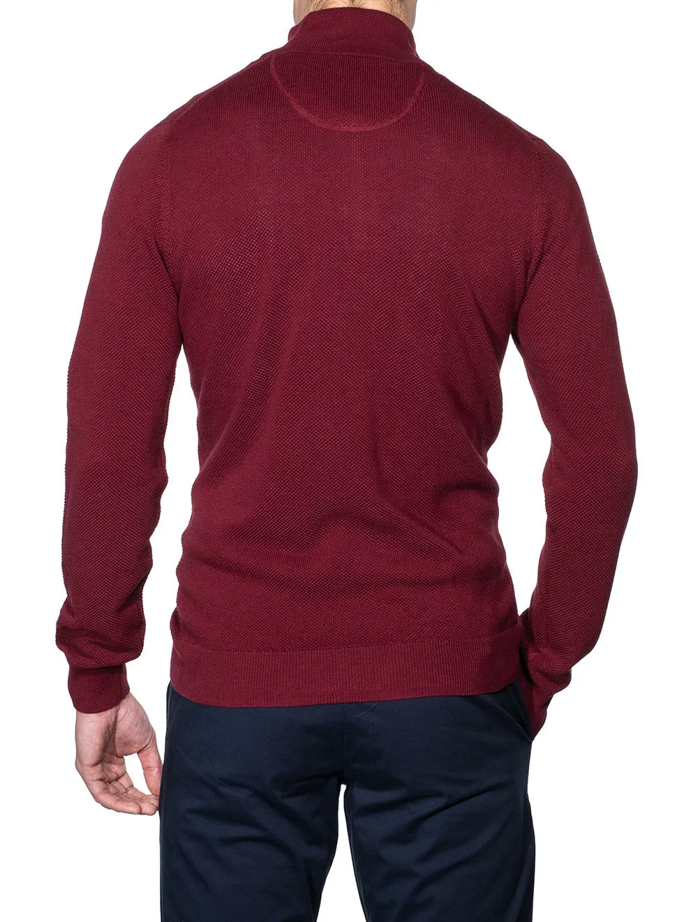 Cotton Pique Half-Zip Cabernet Red