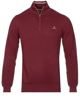 Cotton Pique Half-Zip Cabernet Red