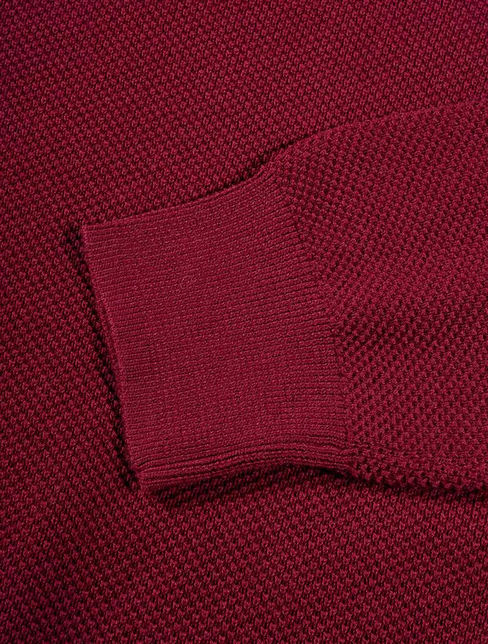 Cotton Pique Half-Zip Cabernet Red