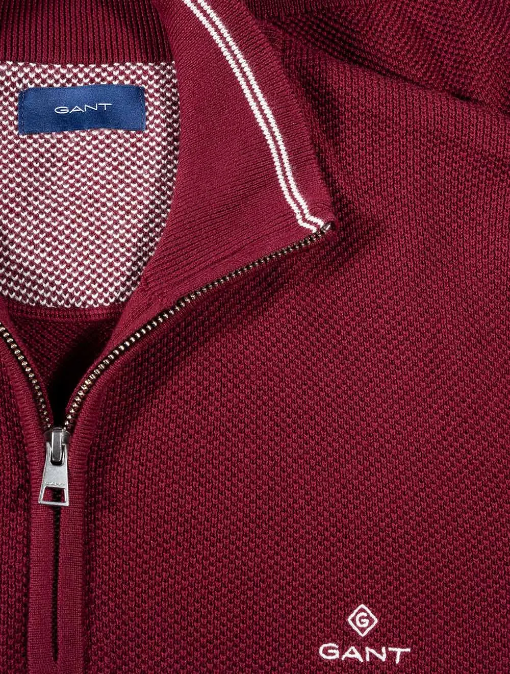 Cotton Pique Half-Zip Cabernet Red