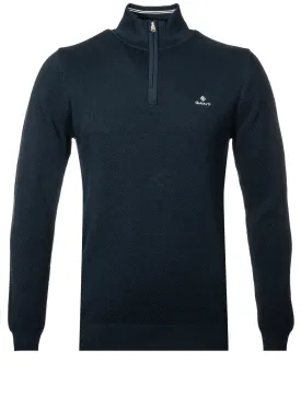 Cotton Pique Half-Zip Evening Blue