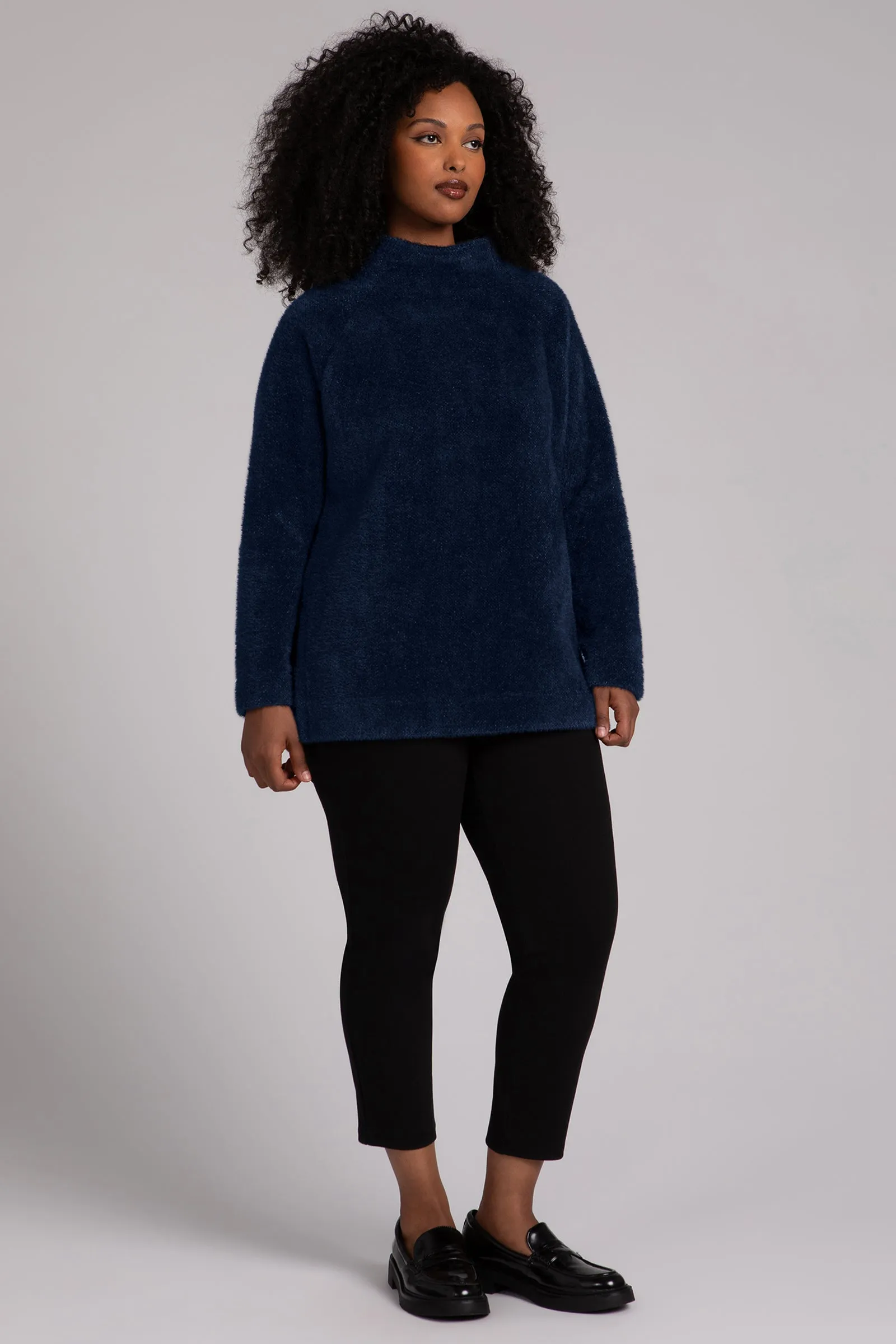 Cozy Funnel Neck Pullover | Navy