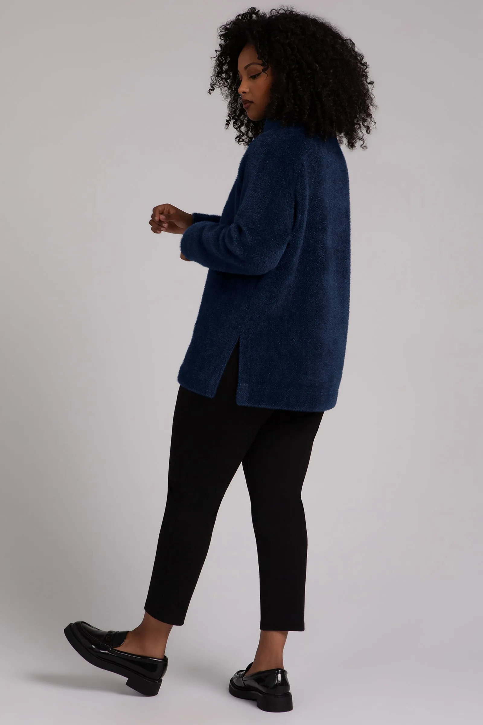 Cozy Funnel Neck Pullover | Navy