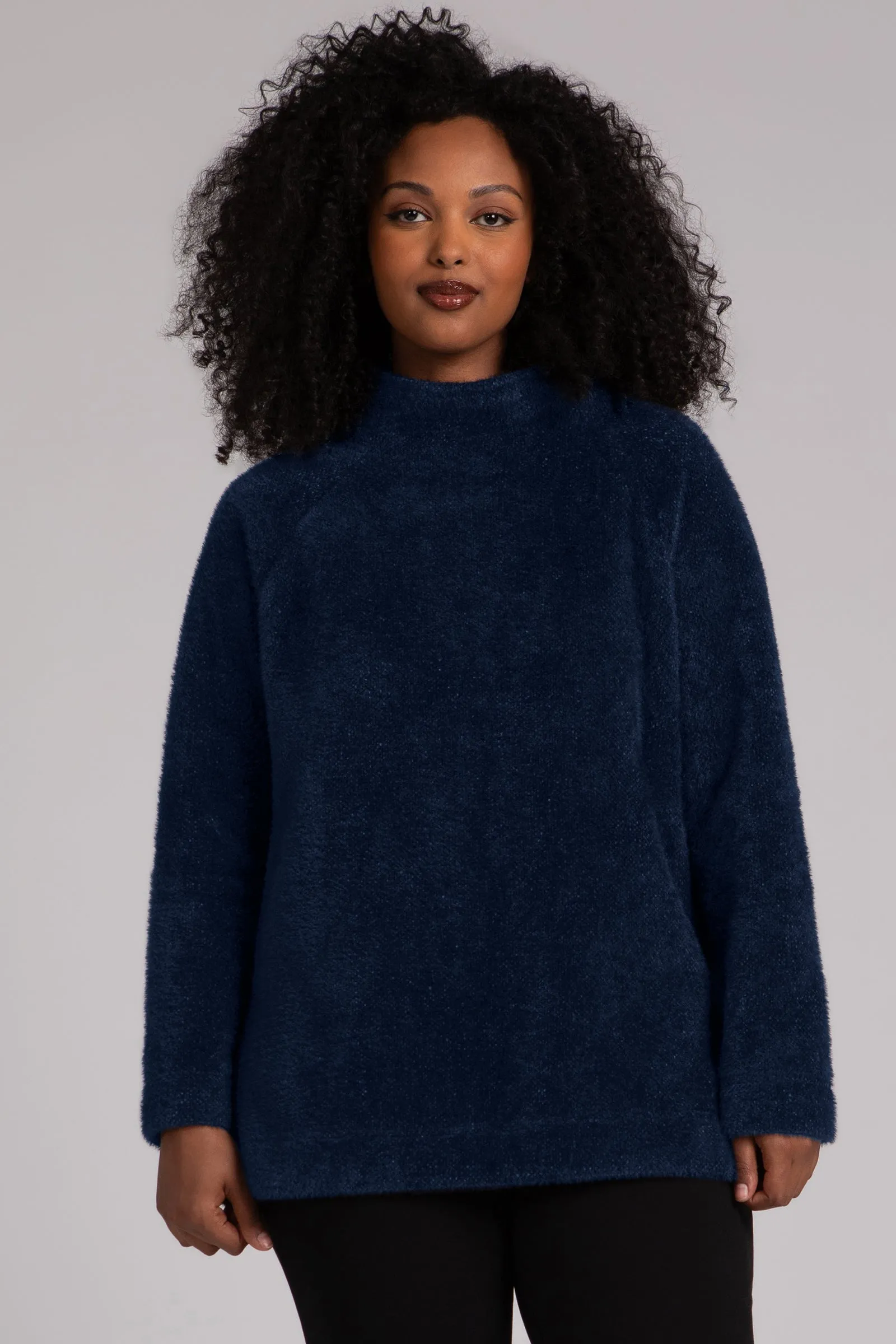 Cozy Funnel Neck Pullover | Navy