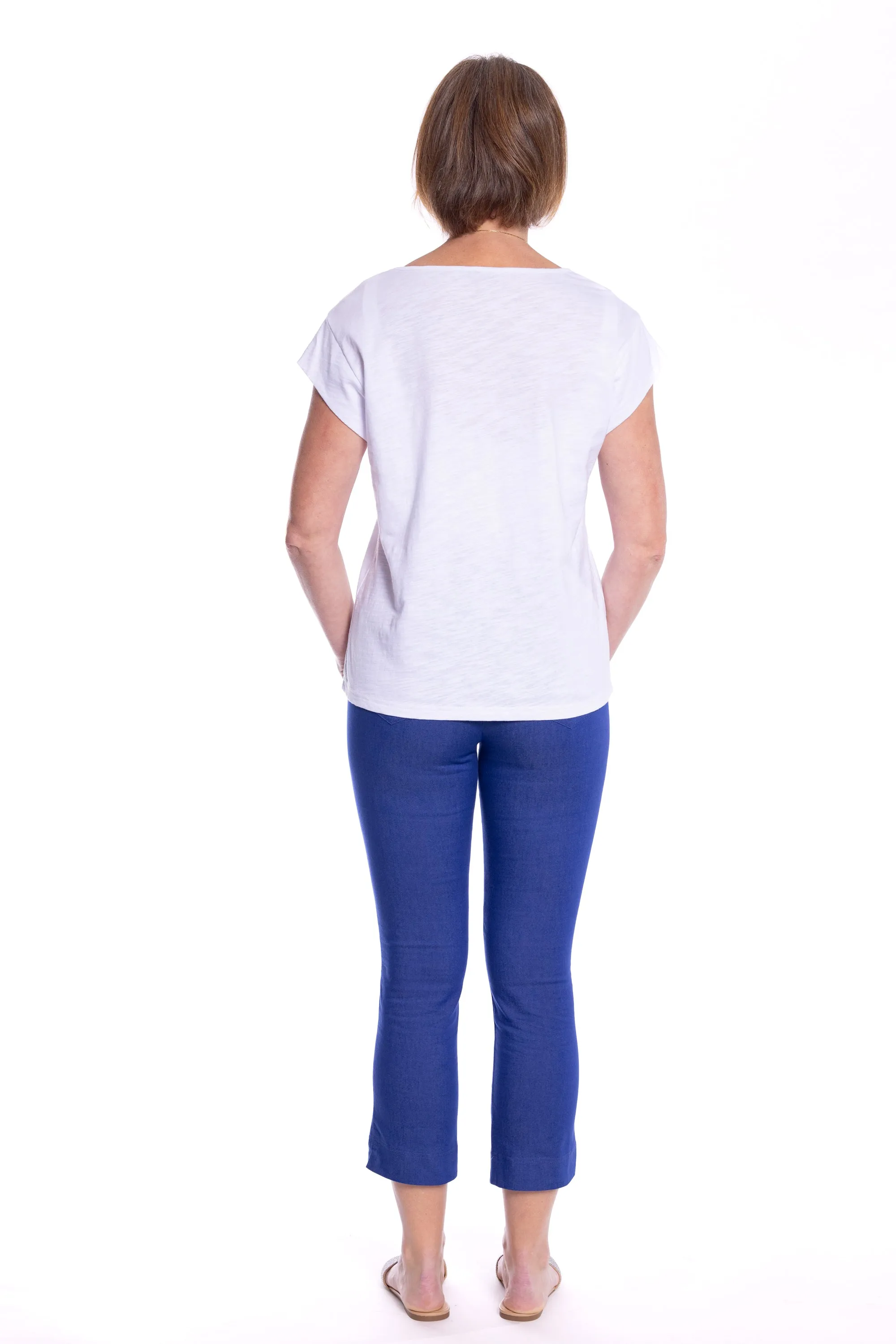 Cropped Skinny Leg Pants by Cafe Latte - Saphire