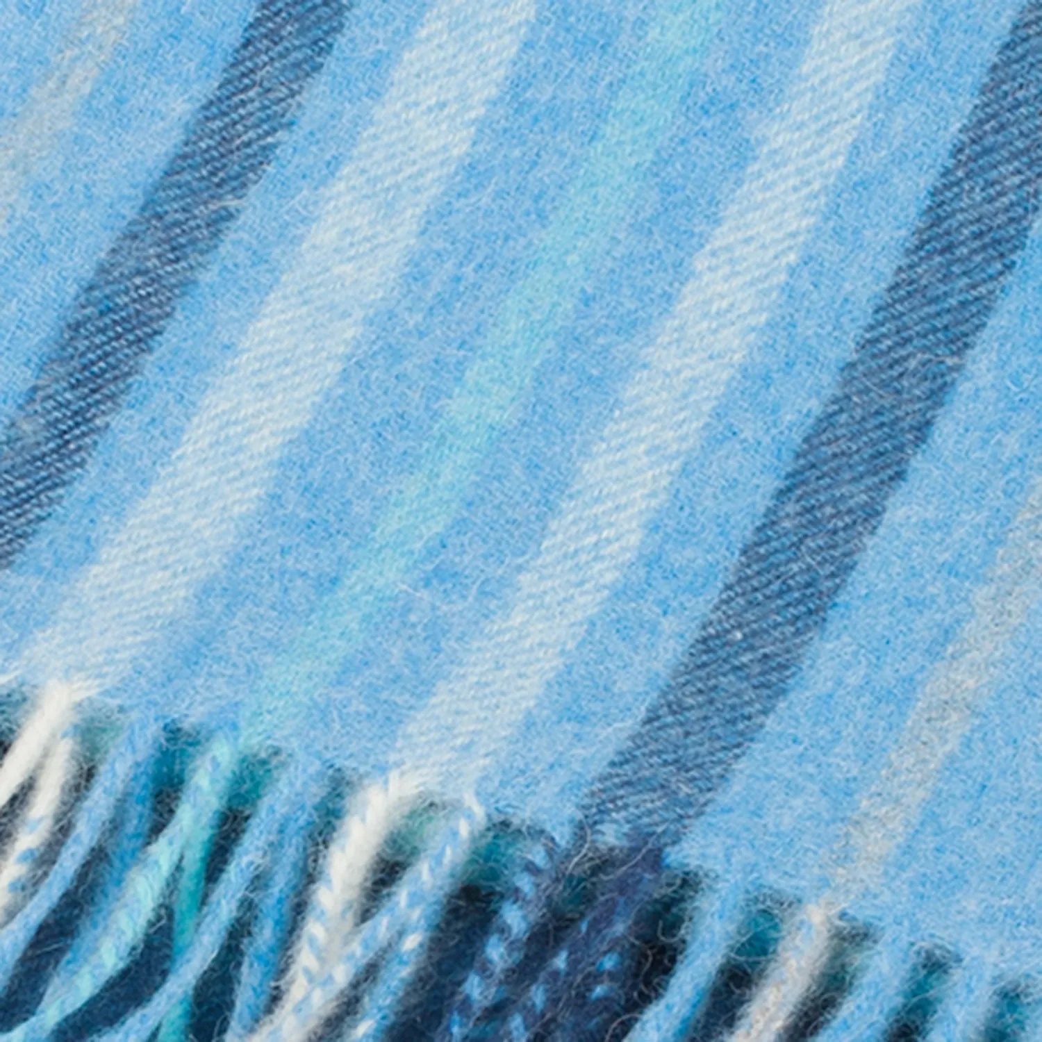 Edinburgh 100% Lambswool Scarf  Barcode Check - Aqua Blue